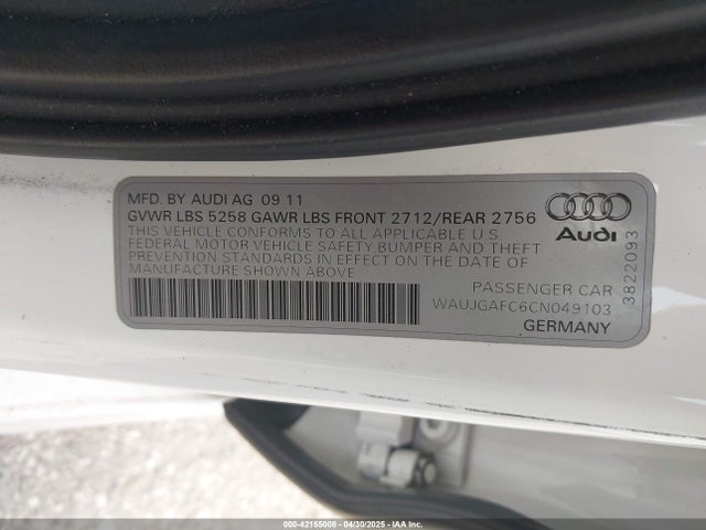 2012 AUDI A6 WAUJGAFC6CN049103 Photo 8