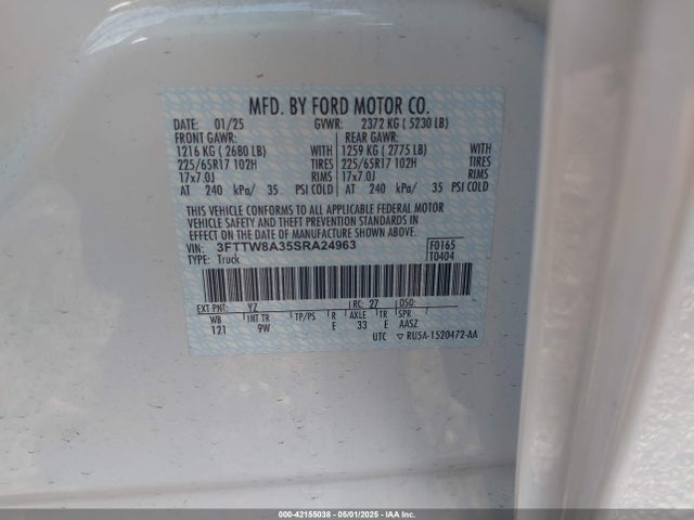 Ford Maverick 2025 3FTTW8A35SRA24963 Image 9