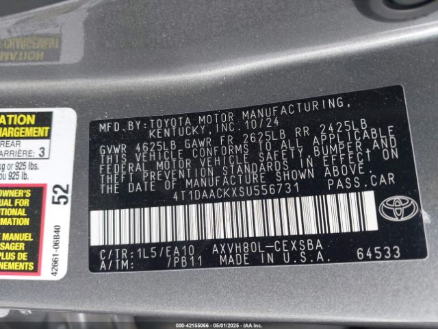 2025 TOYOTA CAMRY 4T1DAACKXSU556731 Photo 8
