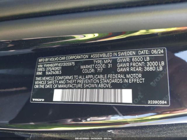 2025 VOLVO XC90 PLUG-IN HYBRID YV4H60PF4S1305975 Photo 8