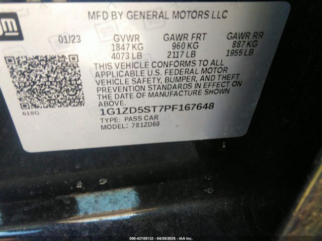 1G1ZD5ST7PF167648 Chevrolet Malibu Fwd 1lt