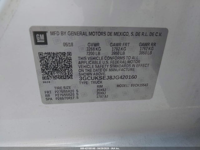 3GCUKSEJ8JG420160 Chevrolet Silverado 1500 1lz