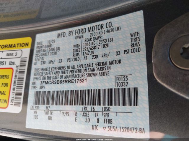 3FMCR9B65RRE17521 Ford Bronco Sport Big Bend