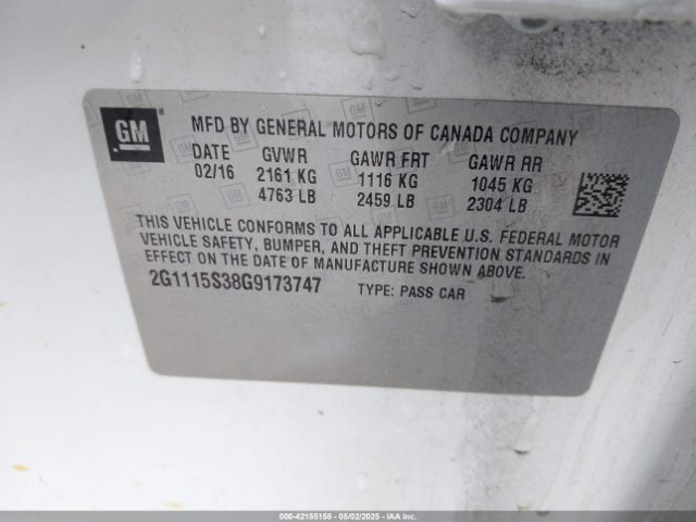 2G1115S38G9173747 Chevrolet Impala 2lt