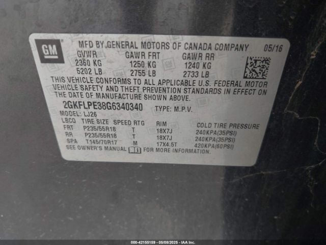 2GKFLPE38G6340340 GMC Terrain Slt