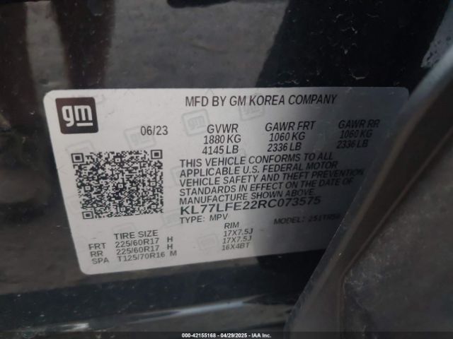 KL77LFE22RC073575 Chevrolet Trax Fwd Sp