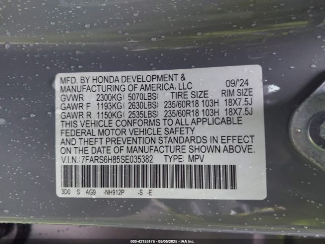 7FARS6H85SE035382 Honda lfc3