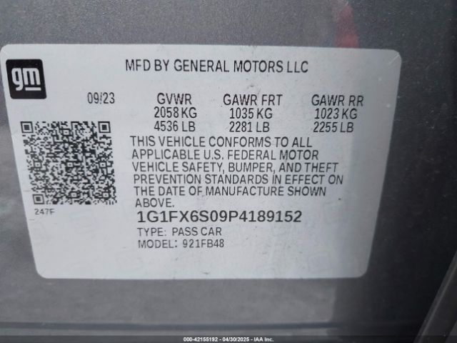 1G1FX6S09P4189152 Chevrolet Bolt Ev Fwd 2lt