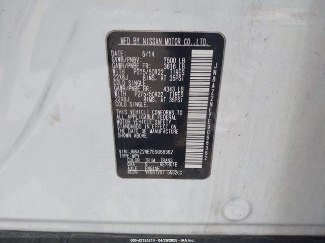 JN8AZ2NE7E9068362 Infiniti QX80