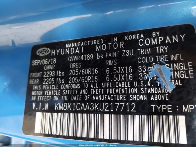 2019 HYUNDAI KONA KM8K1CAA3KU217712 Photo 8
