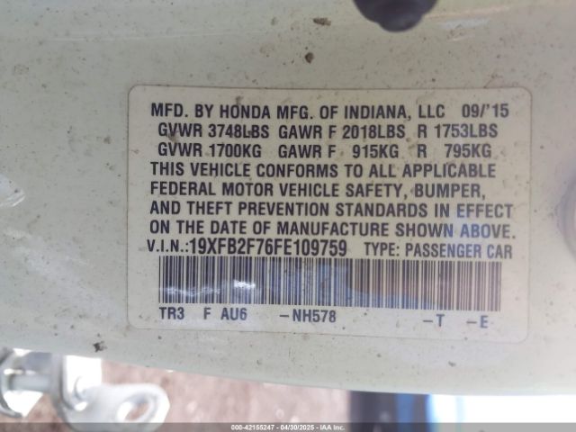 19XFB2F76FE109759 Honda CIVIC SE