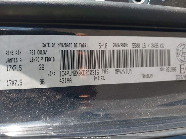 1C4PJMBX0KD210316 Jeep Cherokee Trailhawk