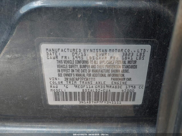 3N1AB7AP7FY341111 Nissan SENTRA SV