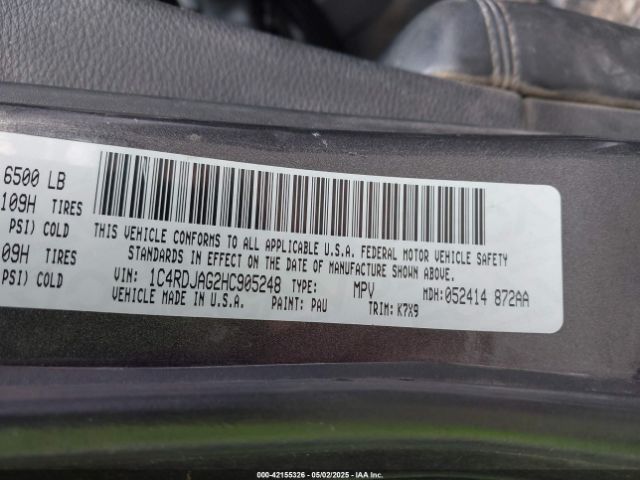 1C4RDJAG2HC905248 Dodge Durango Sxt Awd