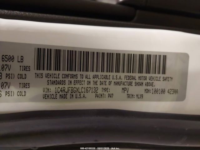 1C4RJFBGXLC167132 Jeep Grand Cherokee Limited X 4x4