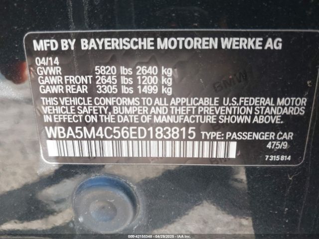 2014 BMW 535I GRAN TURISMO WBA5M4C56ED183815 Photo 8