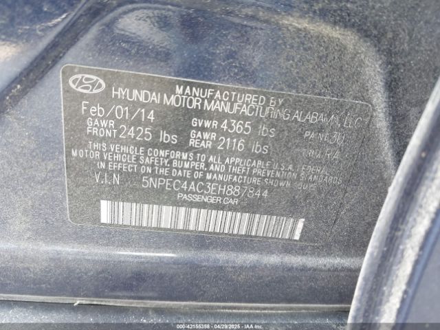 5NPEC4AC3EH887844 Hyundai SONATA SE