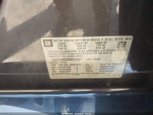 3GCPCRECXEG211691 Chevrolet Silverado 1500 1lt