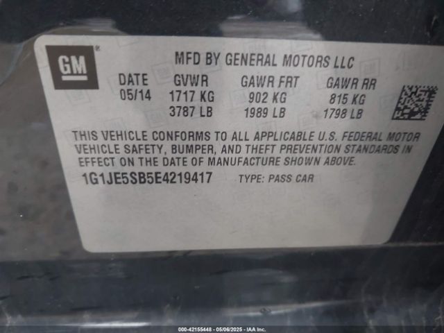 1G1JE5SB5E4219417 Chevrolet Sonic Ltz Auto