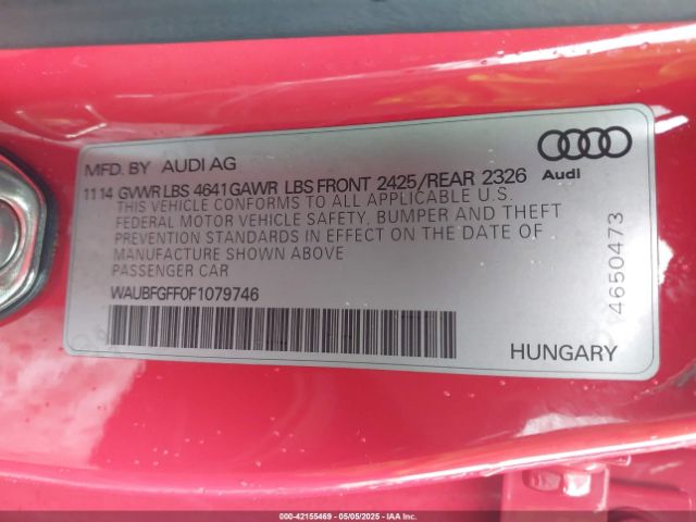 WAUBFGFF0F1079746 Audi S3 2.0t Premium Plus