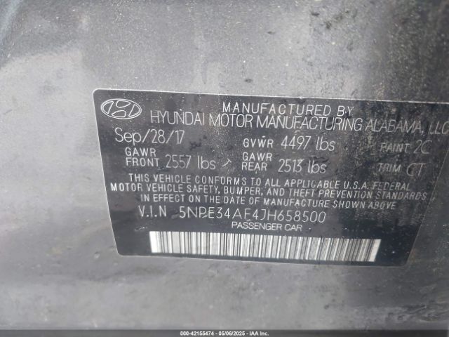 5NPE34AF4JH658500 Hyundai SONATA SEL
