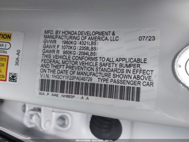 1HGCY1F22PA046729 Honda ACCORD LX