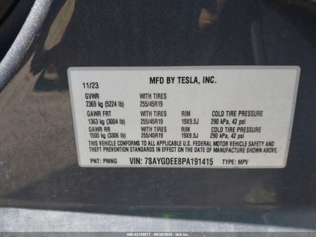 7SAYGDEE8PA191415 Tesla Model Y Awd/long Range Dual Motor All-wheel Drive