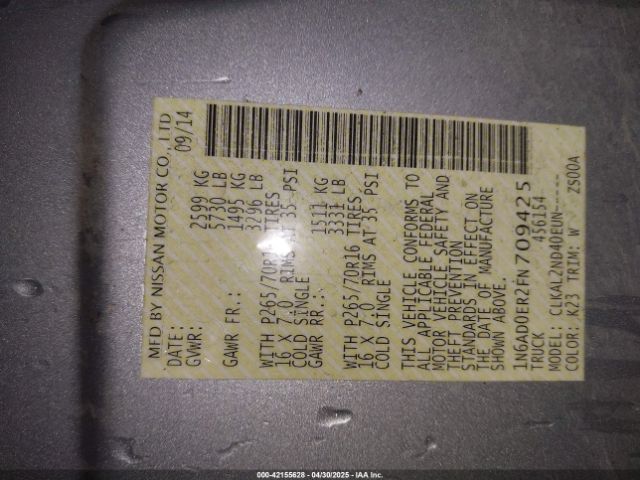 1N6AD0ER2FN709425 Nissan Frontier Desert Runner/s/sl/sv