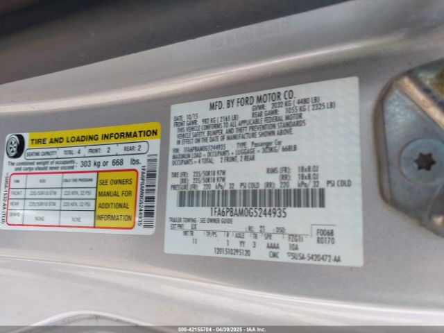 2016 FORD MUSTANG 1FA6P8AM0G5244935 Photo 8