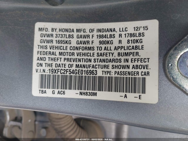 Honda Civic Lx 2016 19XFC2F54GE016963 Image 9