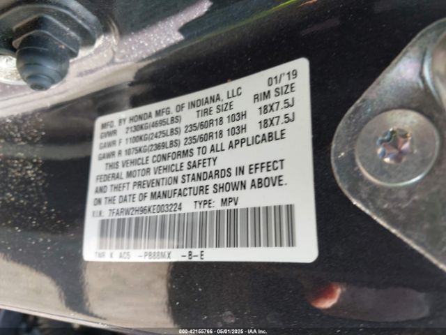 7FARW2H96KE003224 Honda Cr-v Touring