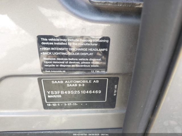 2005 SAAB 9-3 YS3FB49S251046469 Photo 8