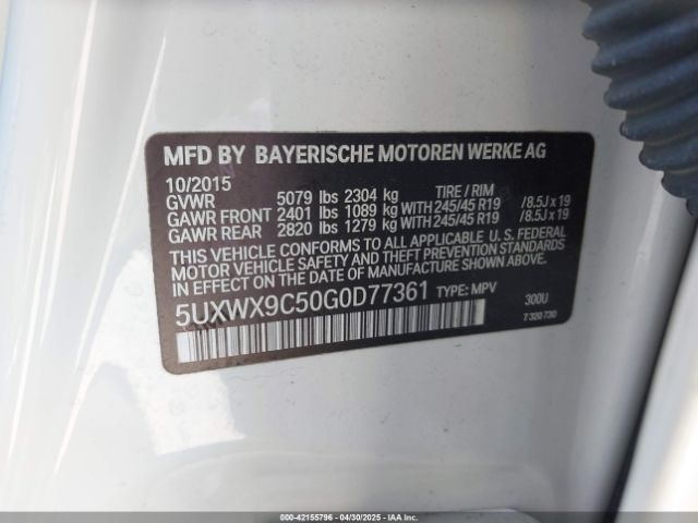 5UXWX9C50G0D77361 BMW X3 Xdrive28i