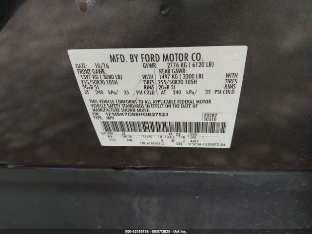 1FM5K7D88HGB27523 Ford EXPLORER XLT