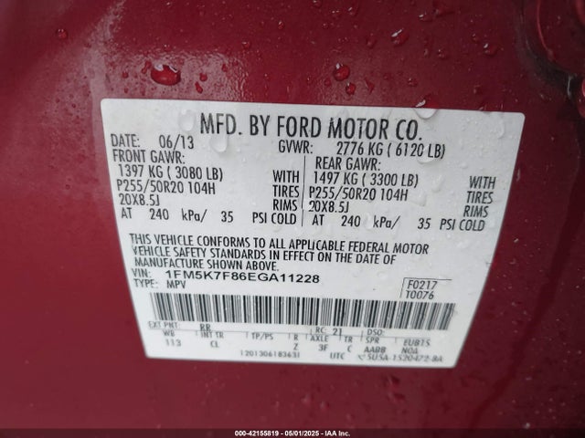 1FM5K7F86EGA11228 Ford 2014