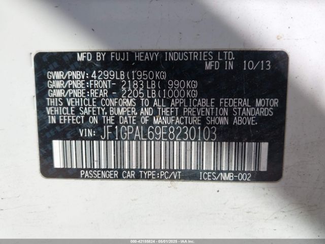 JF1GPAL69E8230103 Subaru Impreza 2.0i Sport Premium