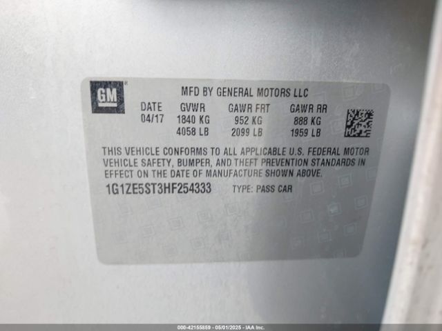1G1ZE5ST3HF254333 Chevrolet MALIBU 1LT