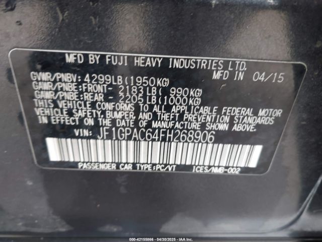 JF1GPAC64FH268906 Subaru Impreza 2.0i Premium