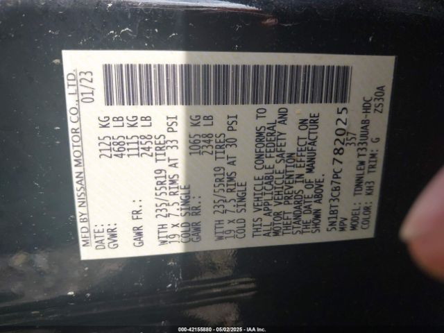 5N1BT3CB7PC782025 Nissan Rogue Sl Intelligent Awd