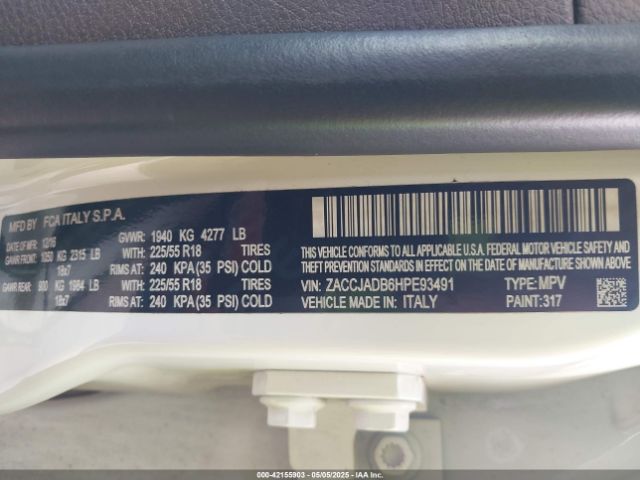 ZACCJADB6HPE93491 Jeep Renegade Limited Fwd