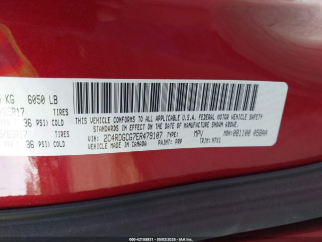 2C4RDGCG7ER479107 Dodge Grand Caravan Sxt