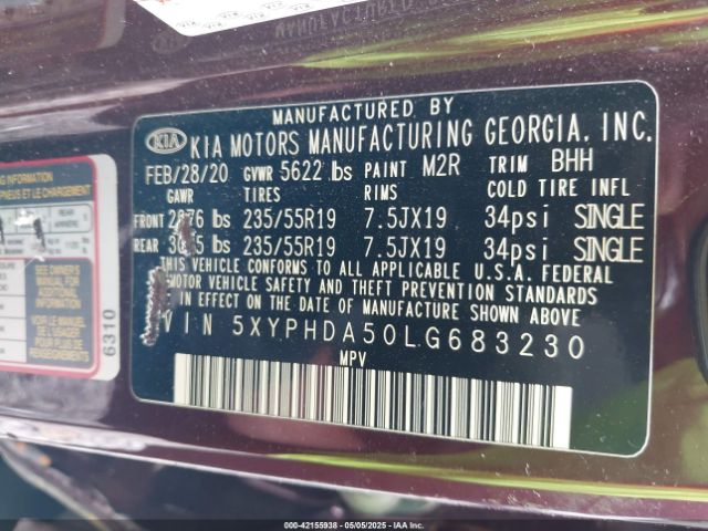 2020 KIA SORENTO 5XYPHDA50LG683230 Photo 8