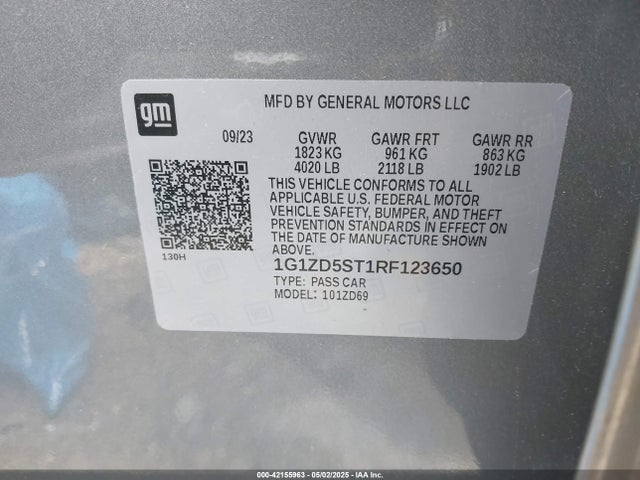 1G1ZD5ST1RF123650 Chevrolet Malibu Fwd 1lt