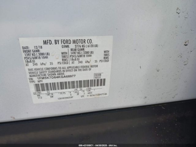 2019 FORD EXPLORER 1FM5K7D84KGA68977 Photo 8