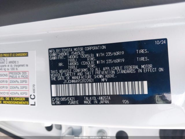 JTJCHMAA9S2022801 Lexus Rx 350 Premium