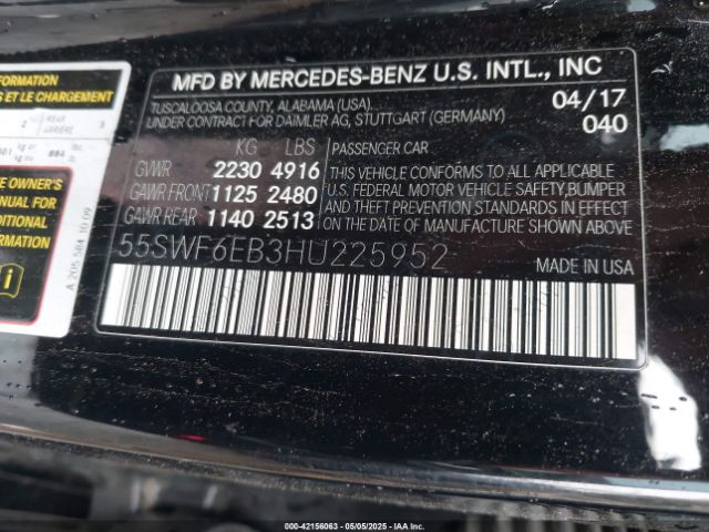 55SWF6EB3HU225952 Mercedes-Benz Amg C 43 4matic