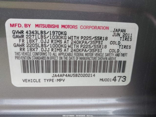 2011 MITSUBISHI OUTLANDER SPORT JA4AP4AU5BZ020214 Photo 8