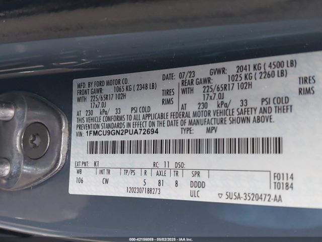 2023 FORD ESCAPE 1FMCU9GN2PUA72694 Photo 8