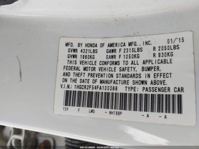 1HGCR2F54FA100088 Honda Accord Sport