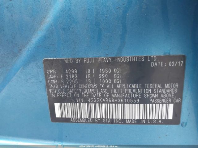4S3GKAB68H3610559 Subaru Impreza 2.0i Premium